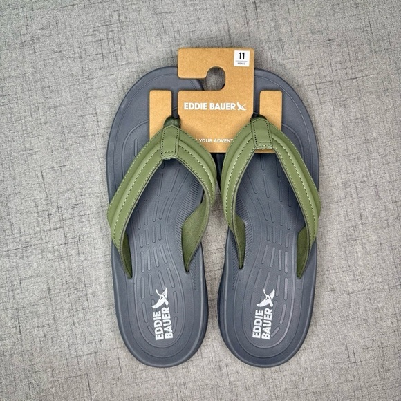 Mens Break Point 2 Flip Flops Green Sandals Comfortable Walking Summer 11 NWT - Picture 7 of 10